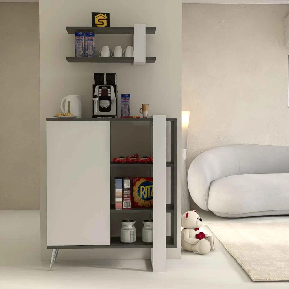 ركن قهوة مودرن لون أبيض مع رمادي 317