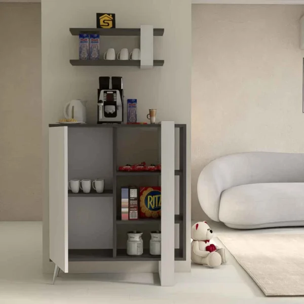 ركن قهوة مودرن لون أبيض مع رمادي 317