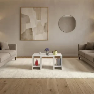 طاولة قهوة مودرن قابلة للتعديل 3 قطع لون أبيض