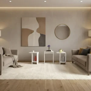 طاولة قهوة مودرن قابلة للتعديل 3 قطع لون أبيض