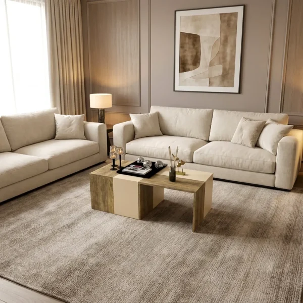 طاولة وسط 4 قطع بيج مع خشبي 429