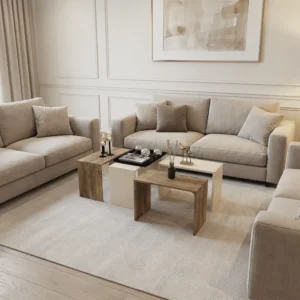 طاولة وسط 4 قطع بيج مع خشبي 429