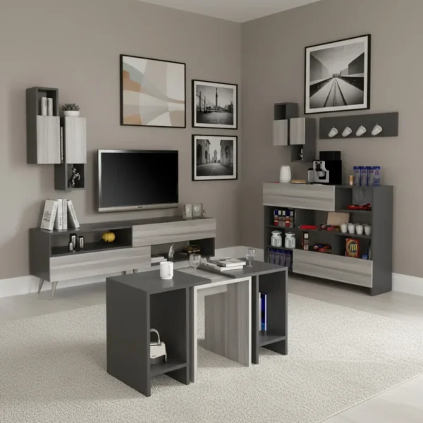 طقم طاولات رمادي درجتين 223