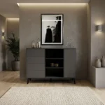 طاولة مدخل مودرن باللون الرمادي والأسود