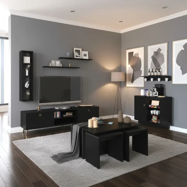 طقم طاولات مودرن لون أسود 235