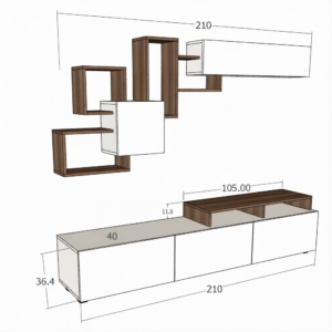 طاولة تلفاز Elit2 بني وبيج 197