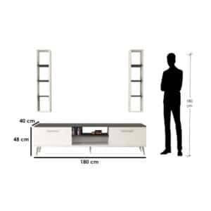 ⁦طاولة تلفزيون عصرية مع وحدتين أرفف 192⁩ - الصورة ⁦4⁩