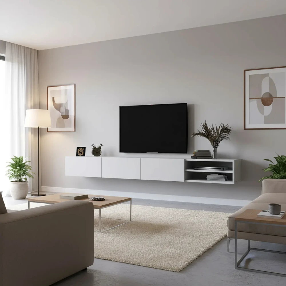 طاولة شاشة معلقة لون أبيض 115