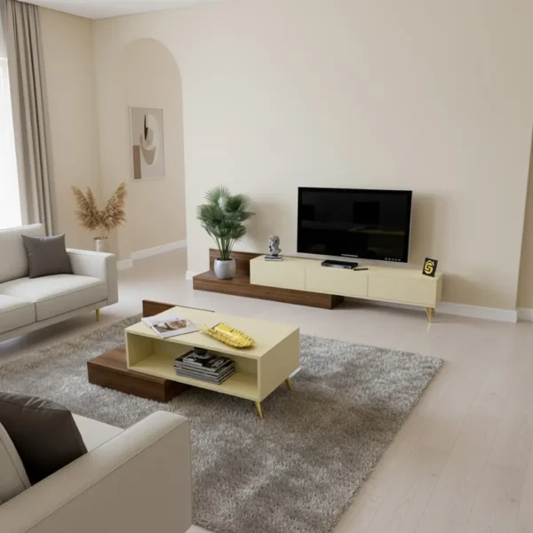 طقم طاولات عصري لون بيج مع بني 240