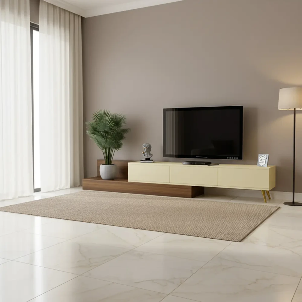 طاولة بلازما لون بيج مع بني 01