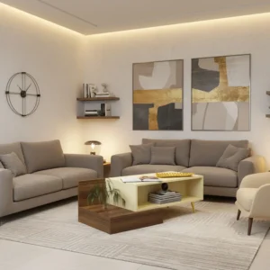 طاولة وسط عصريه لون بيج مع بني 444