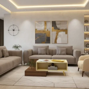 طاولة وسط عصريه لون بيج مع بني 444