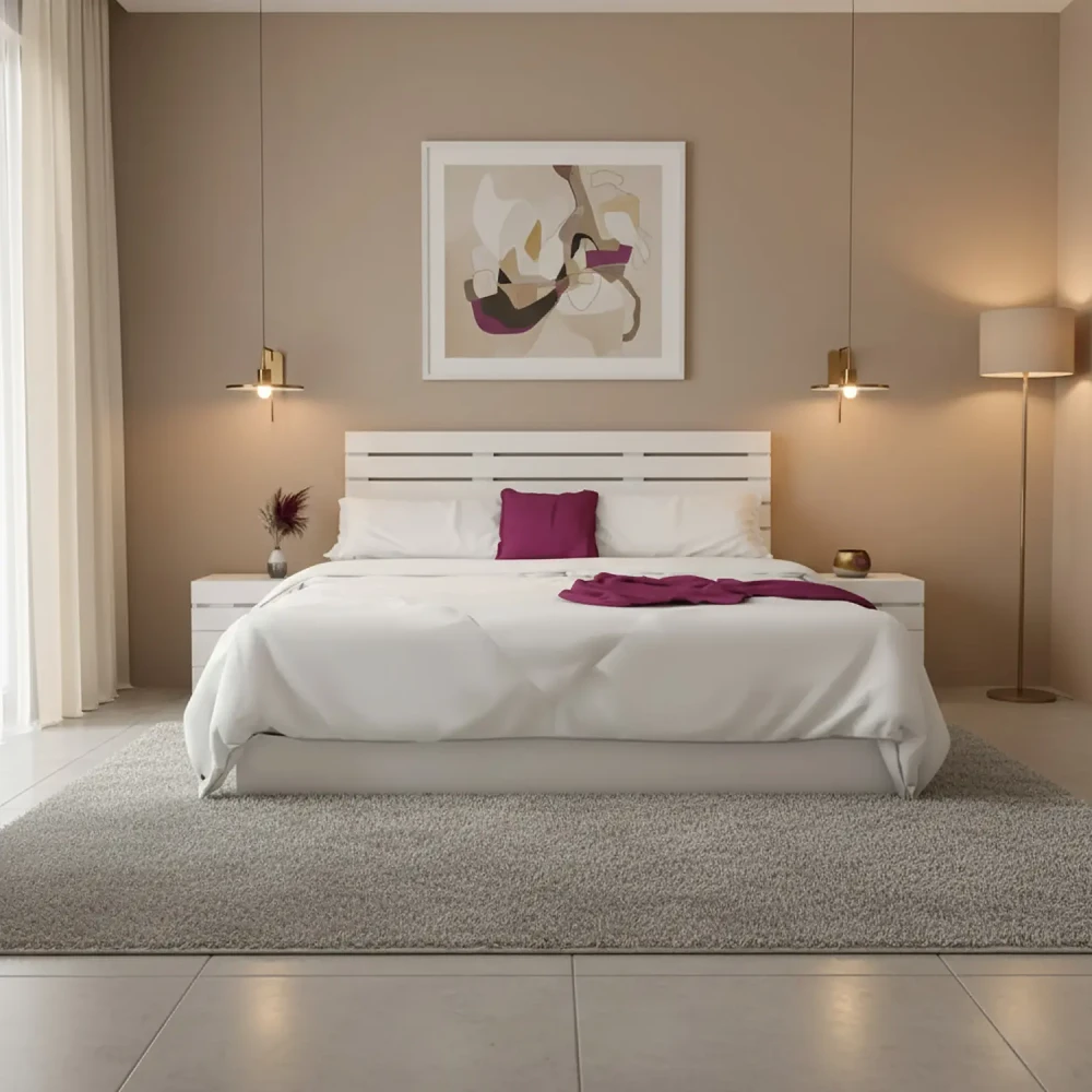 سرير نوم مودرن لون أبيض 092