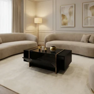 طقم طاولات مودرن اسود رخامي مع ذهبي 242