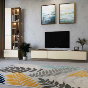 مكتبة شاشة كبيرة بيج مع بني 06