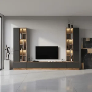 طاولة شاشة كبيرة شاملة الاضاءة رمادي مع بني 08