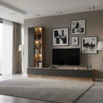 طاولة شاشة كبيرة شاملة الاضاءة رمادي مع بني 08