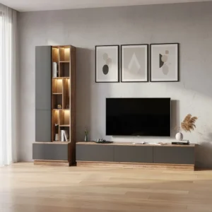 طاولة شاشة كبيرة شاملة الاضاءة رمادي مع بني 08