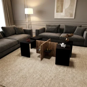 4 طاولات خدمة مودرن لون أسود مع بني 450