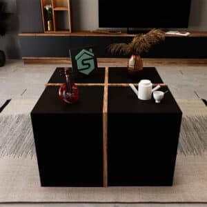 4 طاولات خدمة مودرن لون أسود مع بني 450