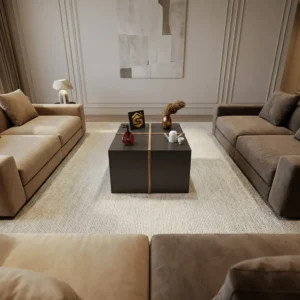 4 طاولات خدمة مودرن لون رمادي مع بني 449