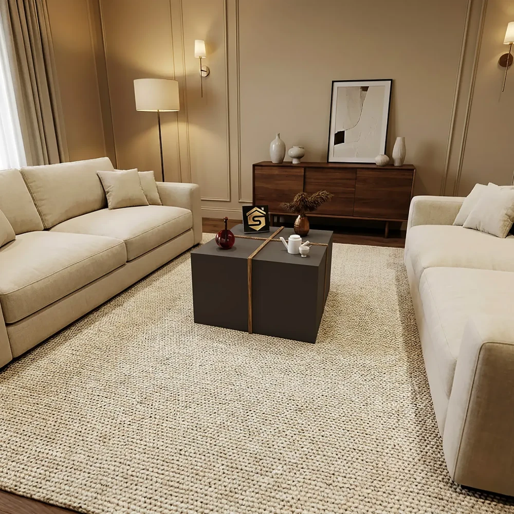 4 طاولات خدمة مودرن لون رمادي مع بني 449