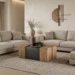 طاولة وسط مع 4 طاولات خدمة لون رمادي مع بني 448