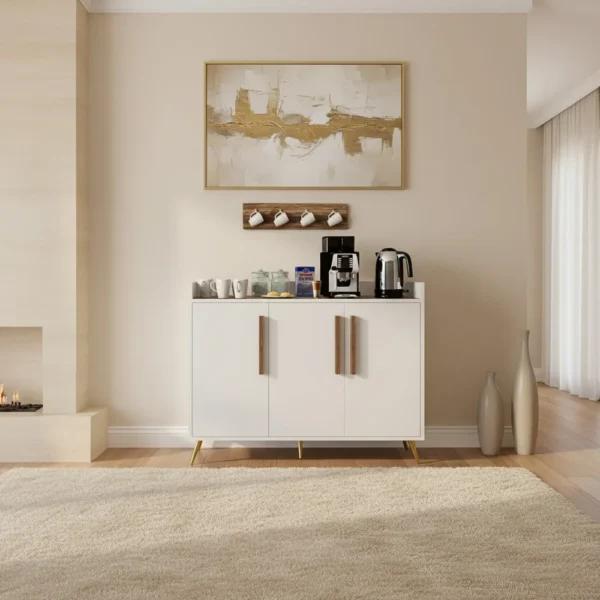 ركن قهوة تصميم تركي أبيض مع بني 326