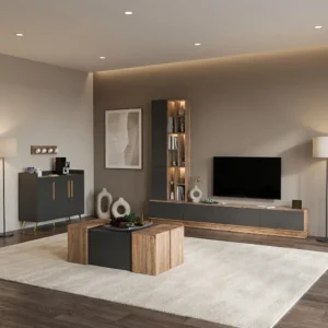 طقم طاولات ديزاين تركي رمادي مع بني 243