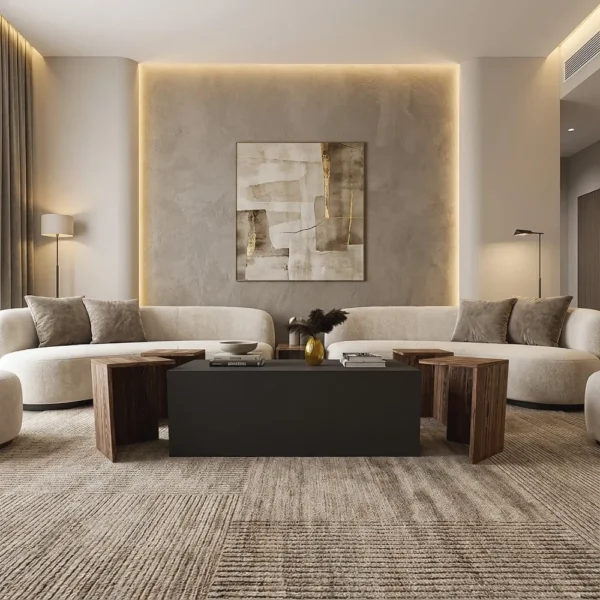 طقم طاولات ديزاين تركي رمادي مع بني 243