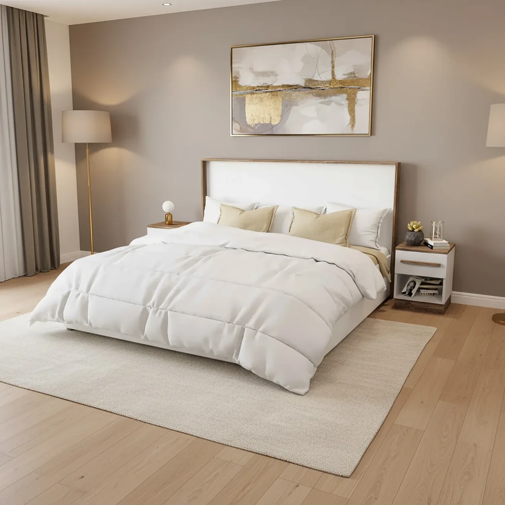 سرير نوم ديزاين تركي لون أبيض و بني 097