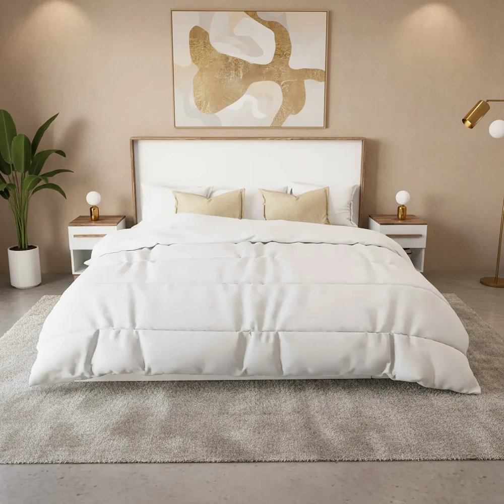 سرير نوم ديزاين تركي لون أبيض و بني 097