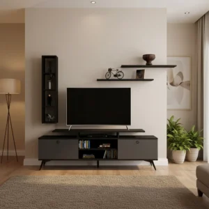 طاولة شاشه مودرن رمادي مع أسود 11