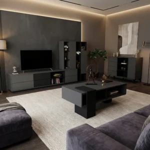 طقم طاولات متكامل لون رمادي مع أسود 245