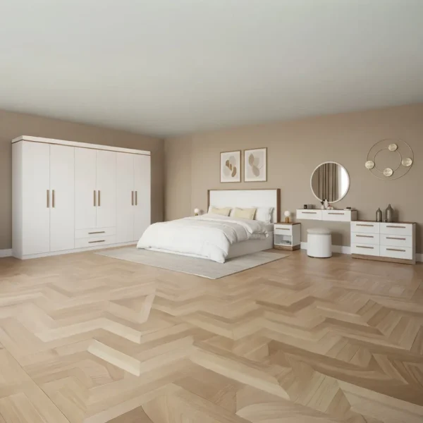 غرفة نوم كاملة لون أبيض و بني 0910