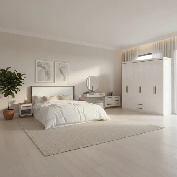 غرفة نوم كاملة لون أبيض و بني 0910