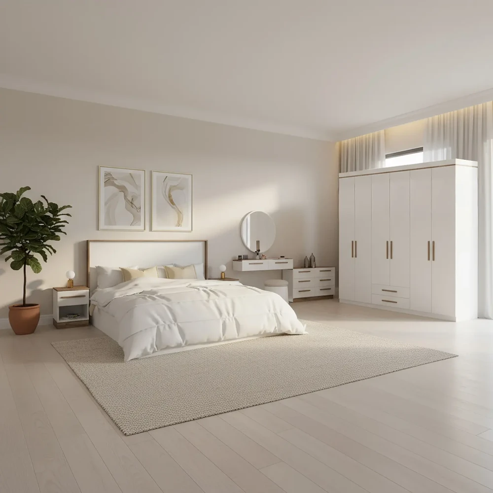 غرفة نوم كاملة لون أبيض و بني 0910