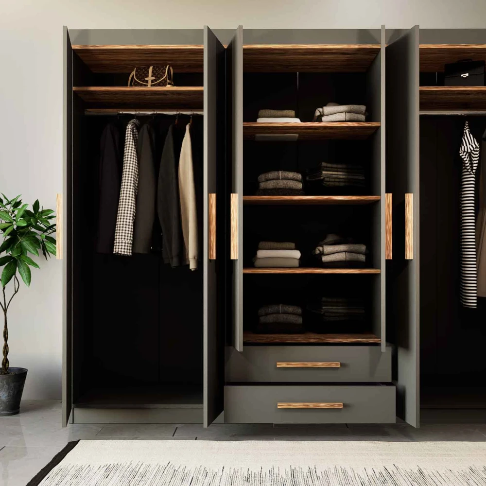 غرفة نوم كاملة لون رمادي و بني 099