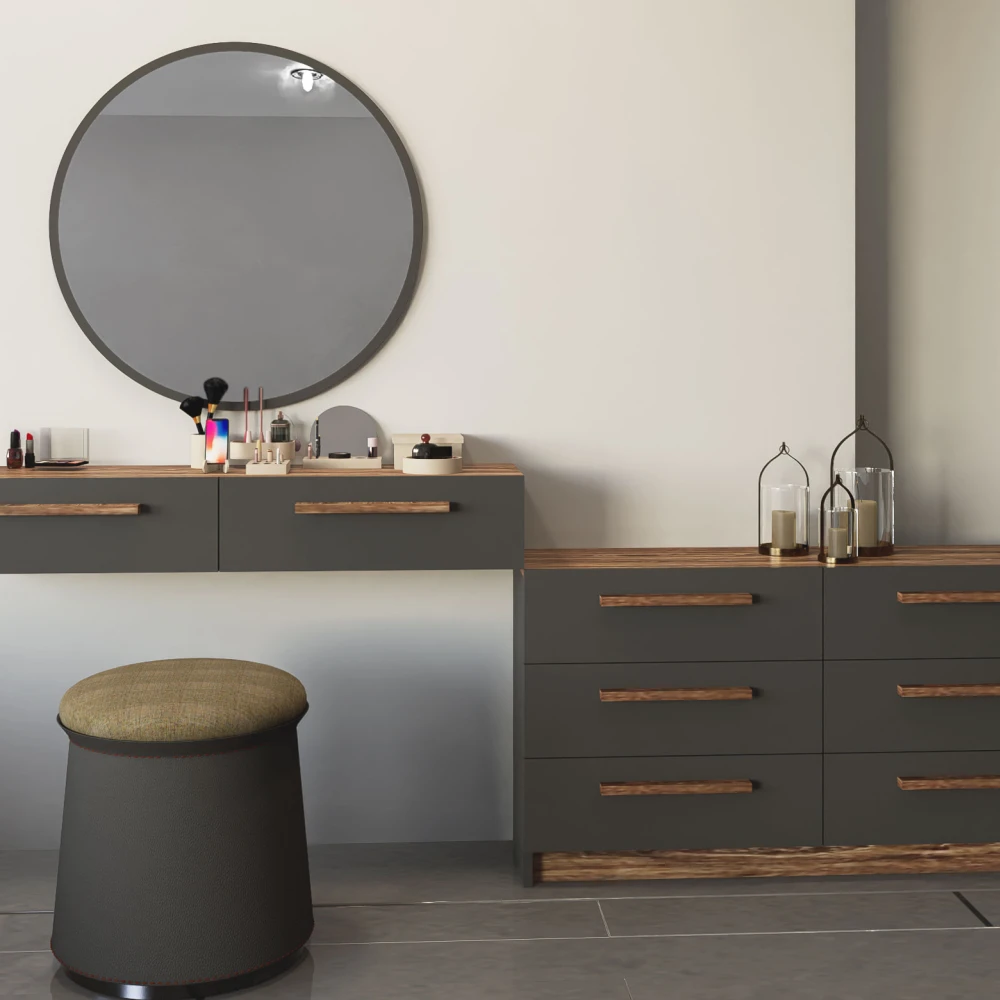 غرفة نوم كاملة لون رمادي و بني 099