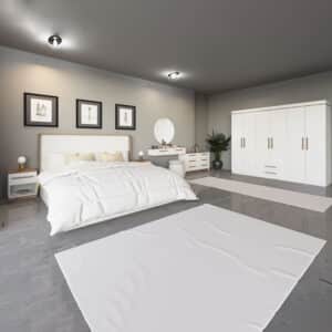 غرفة نوم متكاملة لون أبيض و بني 0910