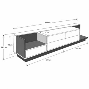 مقاسات طاولة تلفزيون مودرن ب5 أدراج وتصميم مرن