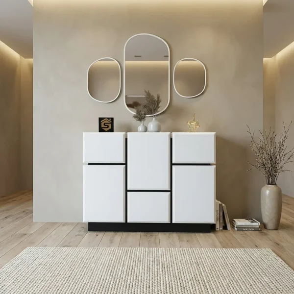 كونسول خشب مودرن ابيض مع أسود 812