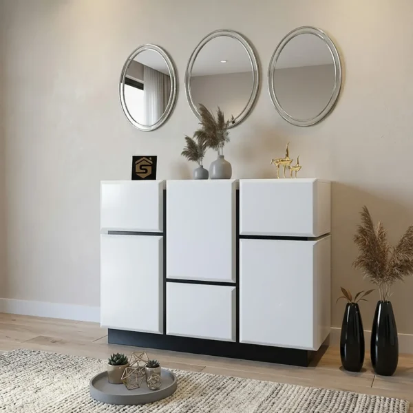 كونسول خشب مودرن ابيض مع أسود 812