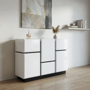 كونسول خشب مودرن ابيض مع أسود 812