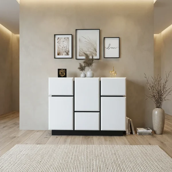 كونسول خشب مودرن ابيض مع أسود 812