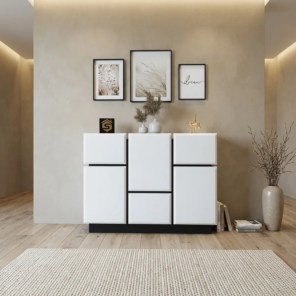 كونسول خشب مودرن ابيض مع أسود 812