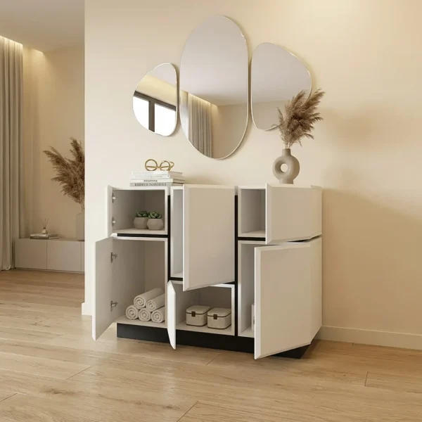 كونسول خشب مودرن ابيض مع أسود 812