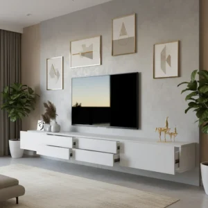 طاولة تلفاز معلقه لون ابيض 15