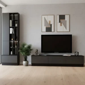 طاولة تلفزيون مضيئة رمادي مع اسود 16