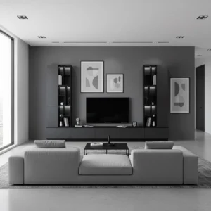 طاولة تلفزيون مضيئة رمادي مع اسود 16